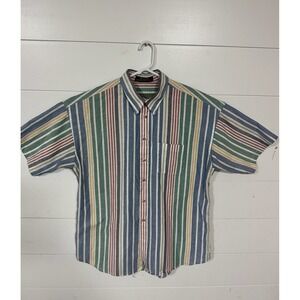 Loafers by Reed St James Shirt Mens XL Multi Color Stripe Short Sleeve Button Up